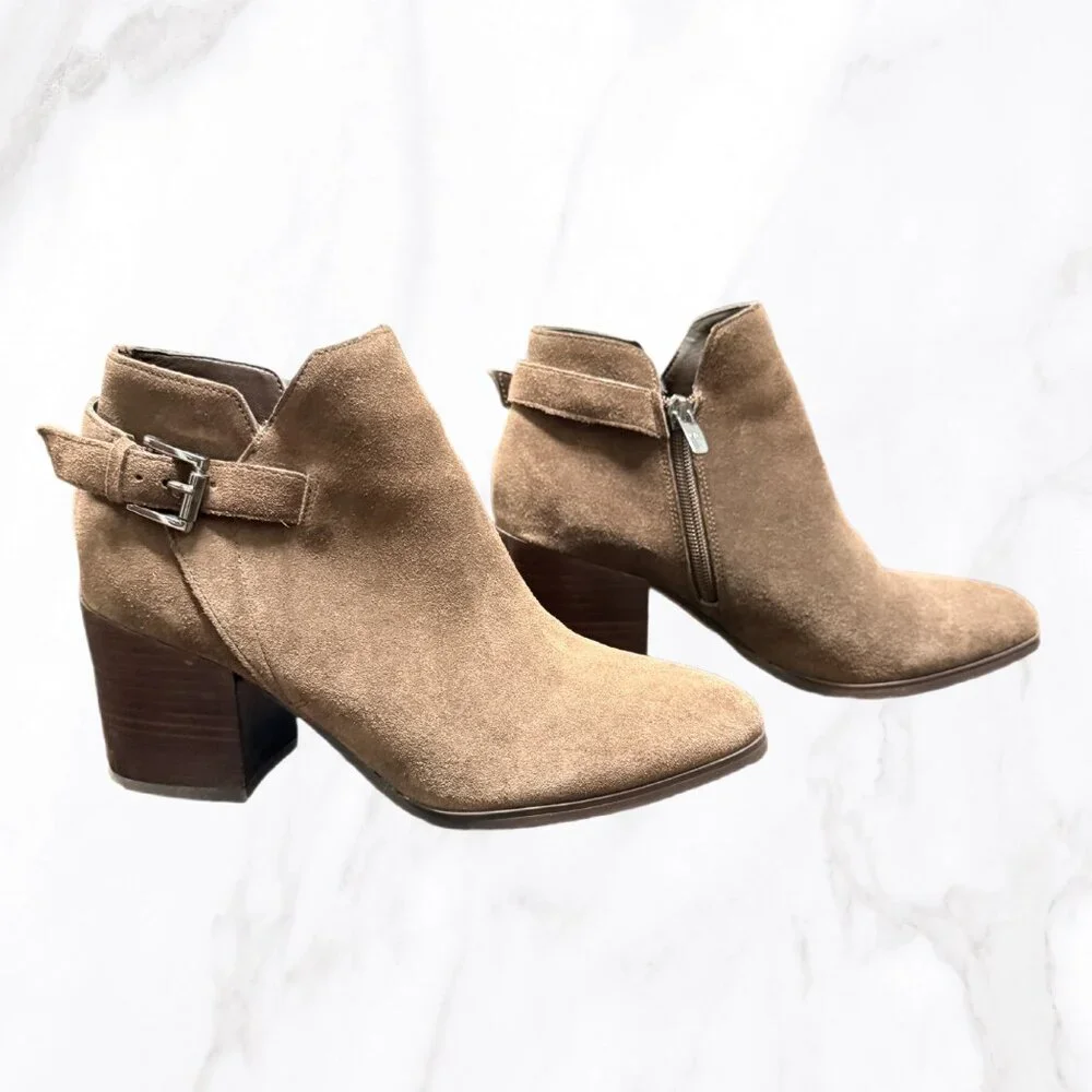 Marc Fisher‎ Taupe Suede Omvandy Ankle Bootie, Size 7.5